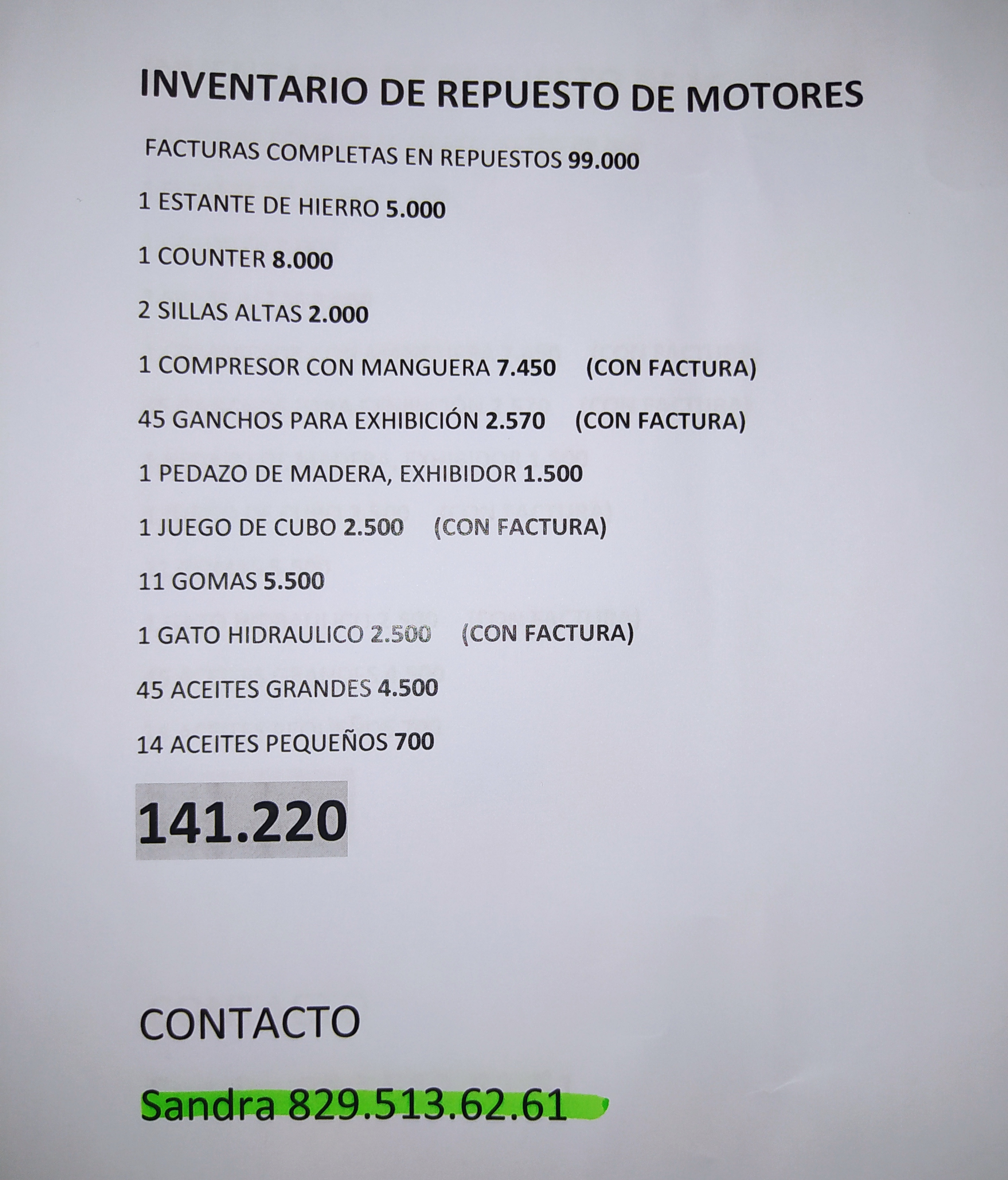 negocios en venta - SE VENDE Inventario de repuesto de motores