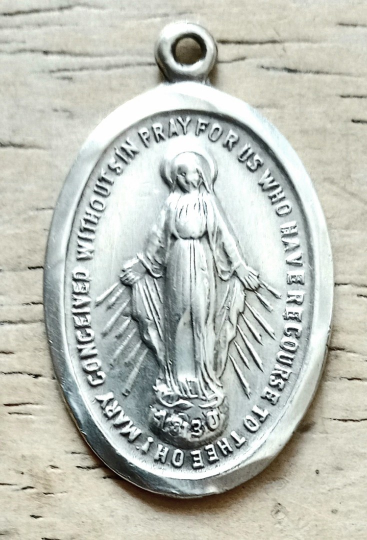 joyas, relojes y accesorios - Antigua medalla Virgen María en plata de Chapel