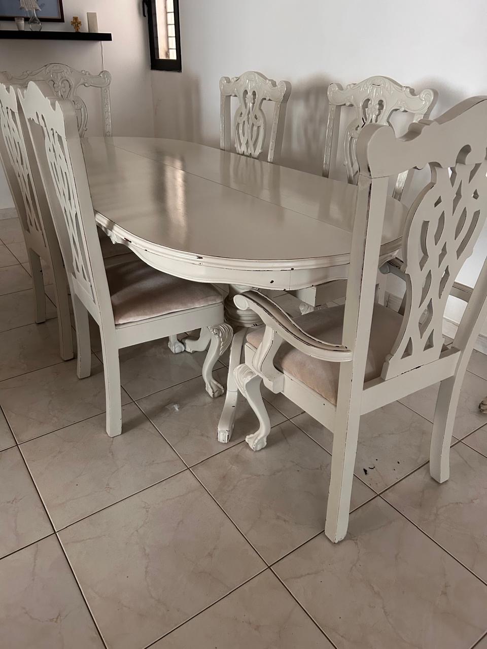 muebles y colchones - mesa de comedor de 6 puestos  0