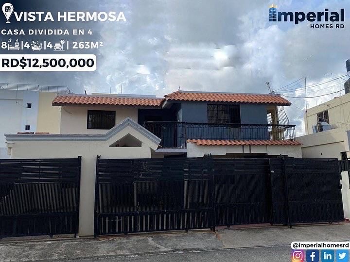 casas - venta de casa de dos niveles dividida en 4 en vista hermosa Santo Domingo este 