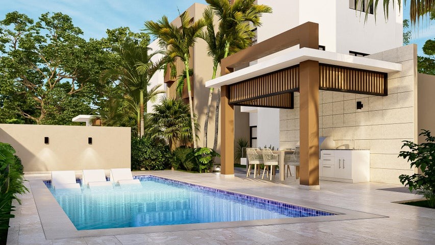 apartamentos - Proyecto en venta Punta Cana #23-931 dos dormitorios, áreas sociales, piso medio 6