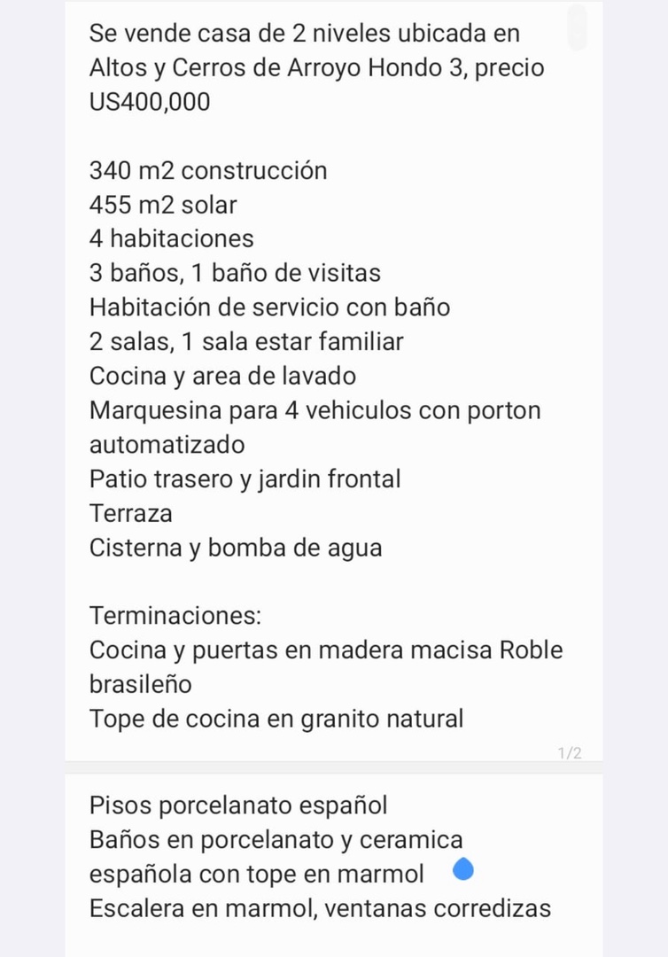 casas - Venta de casa en arroyo hondo 3 con 455mts Distrito Nacional  1