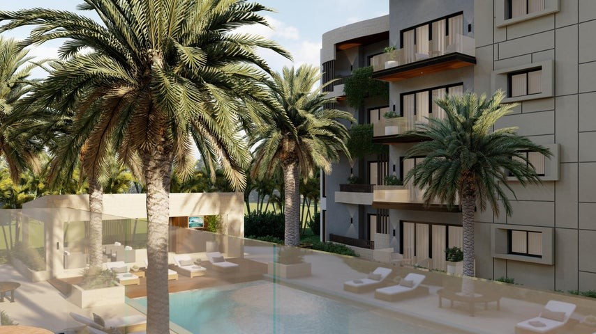 apartamentos - Proyecto en venta Punta Cana #23-1411 un dormitorio, balcón, piscina.
 3