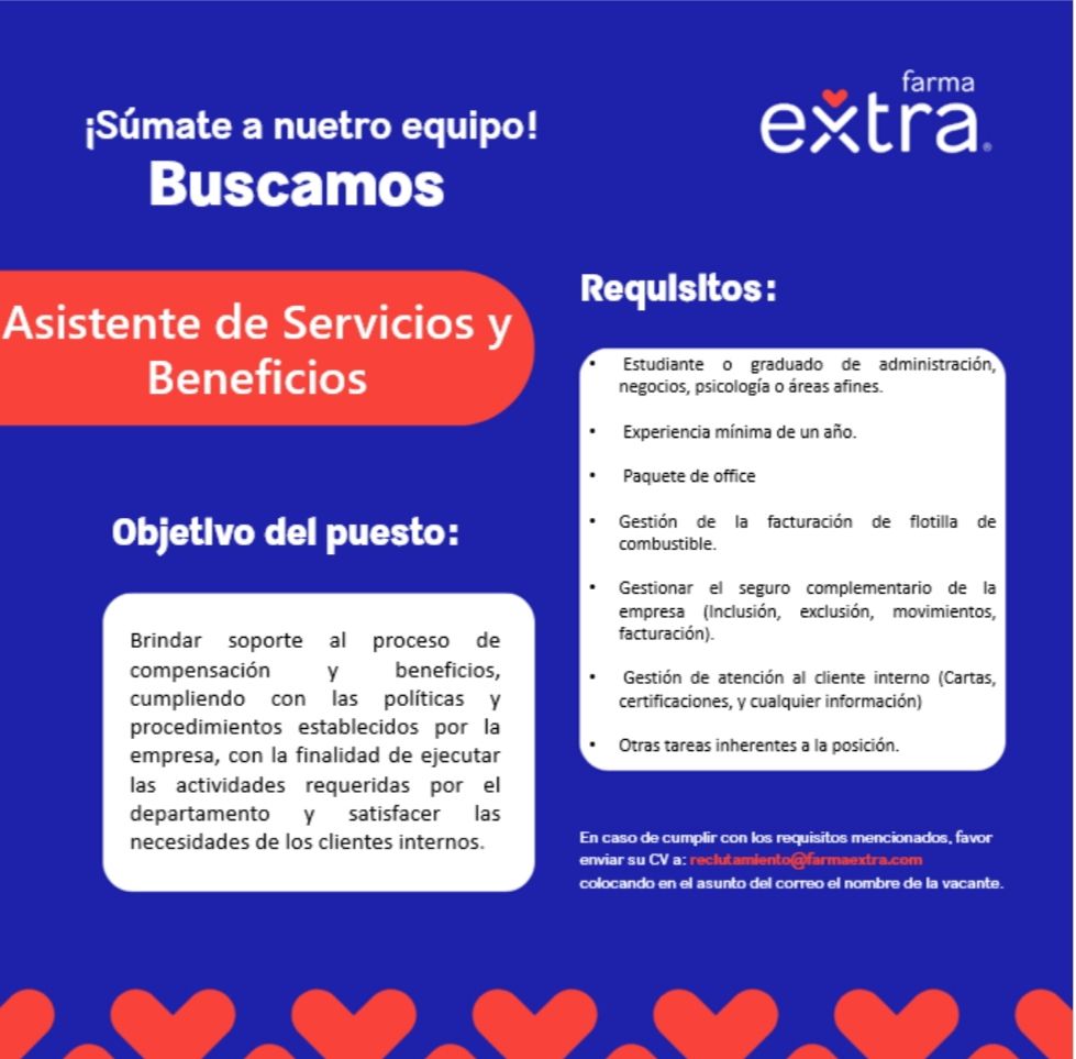 empleos disponibles - Asistente de Beneficios