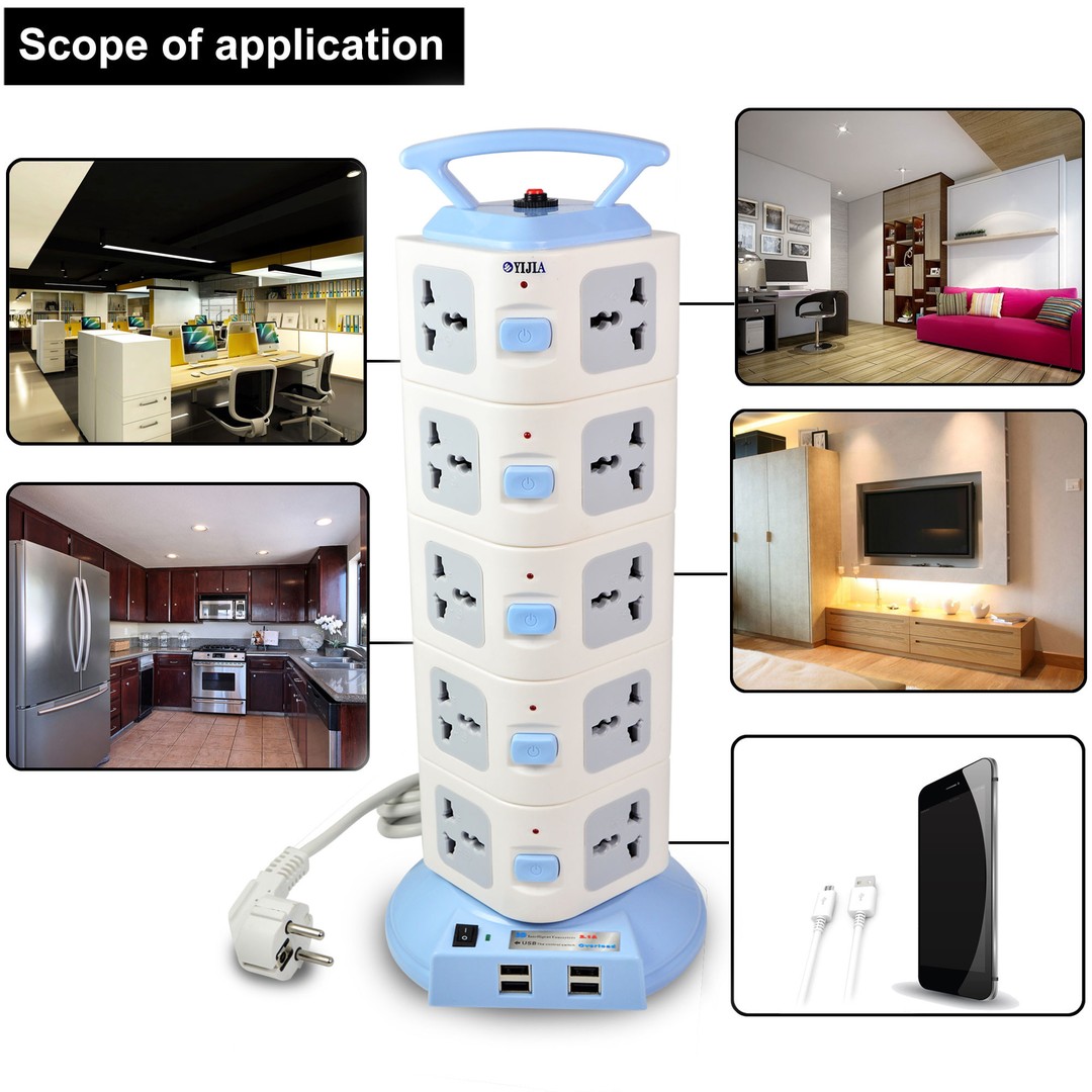 accesorios para electronica - Regleta Vertical Multitomas Multienchufe Enchufe Extension 5