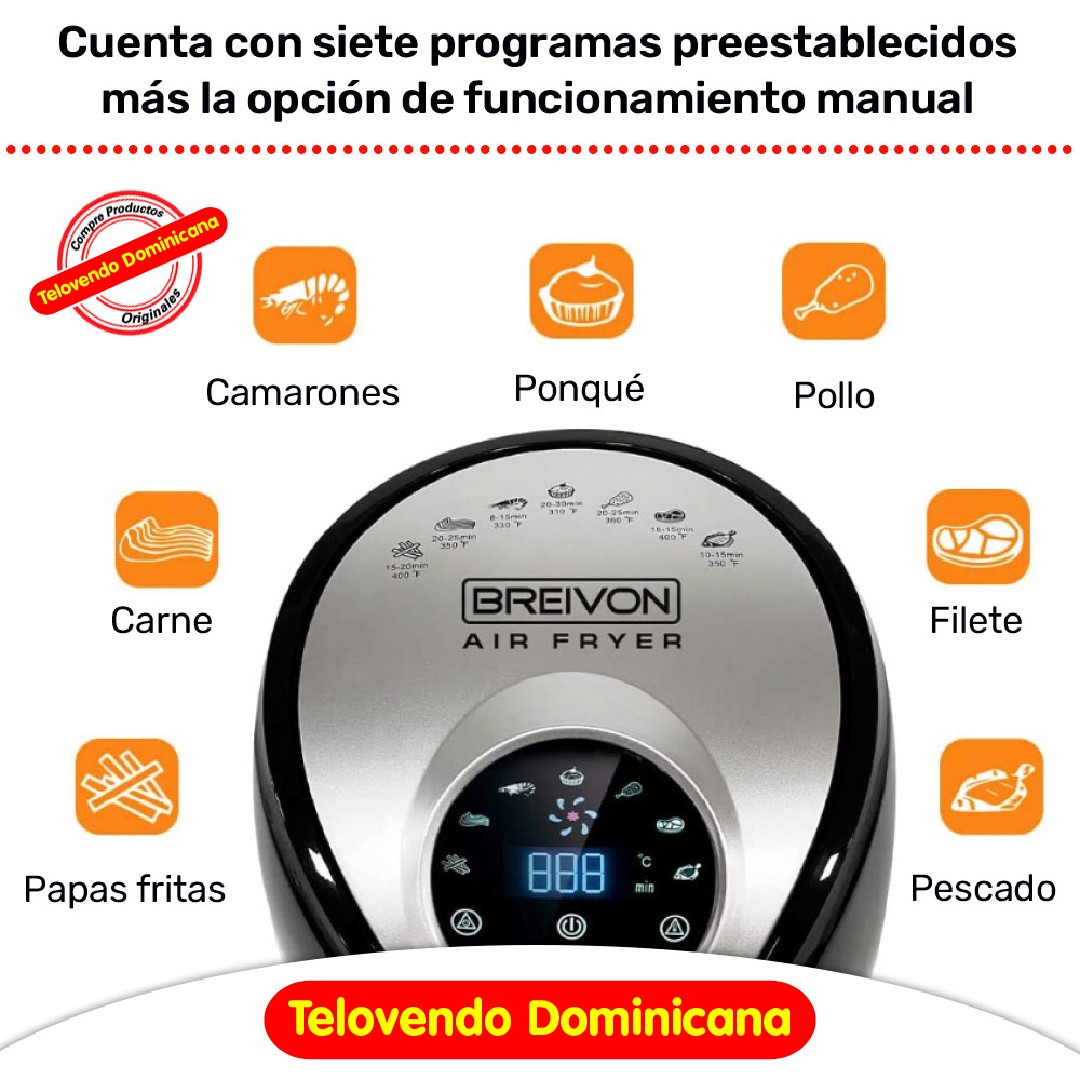 electrodomesticos - FREIDORA DE AIRE CON PANEL DIGITAL MULTIFUNCIONES PARA COCINAR SALUDABLE 5