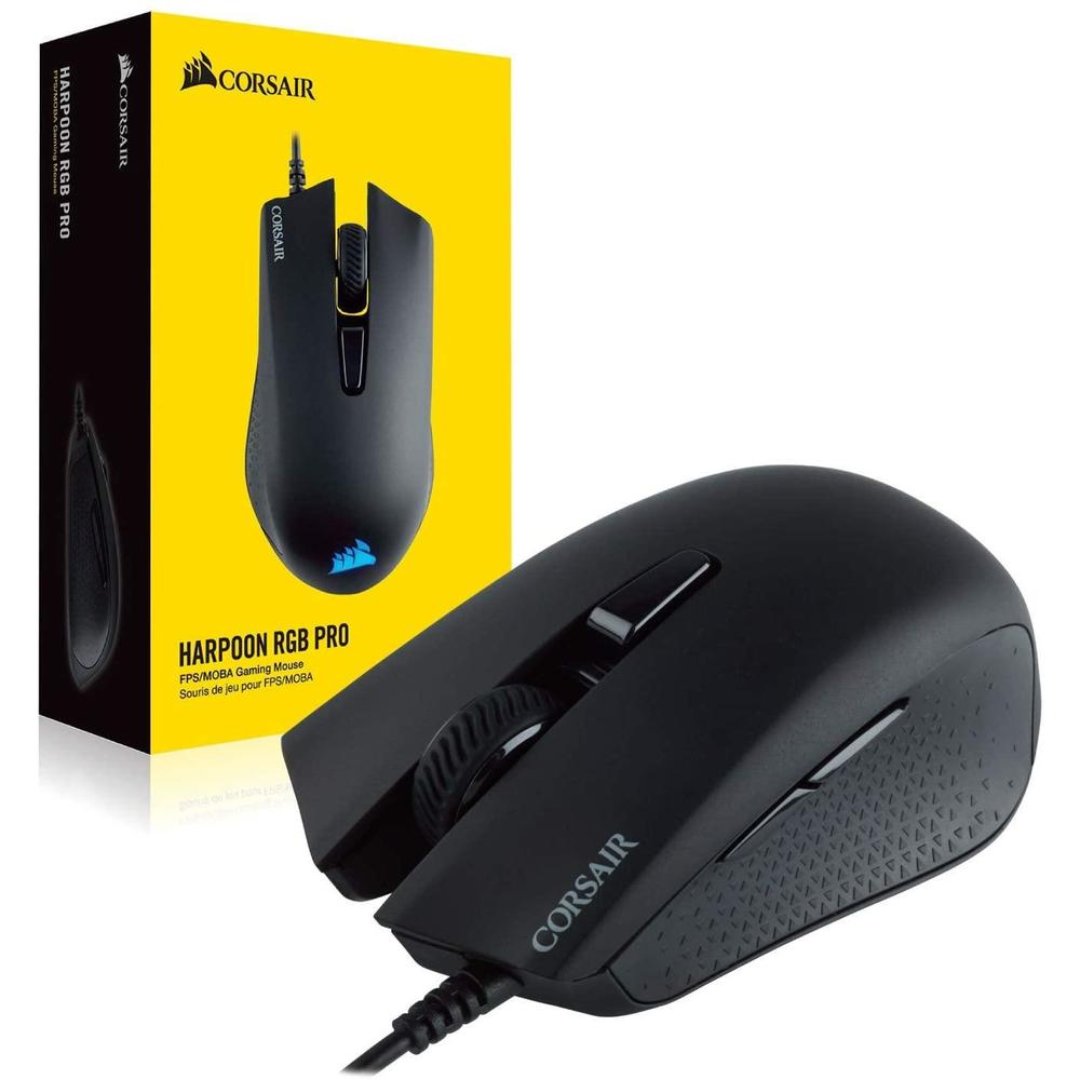 computadoras y laptops - MOUSE CORSAIR HARPOON PRO GAMING,OPTICO USB, 6 BOTONES PROGRAMA, VELOC/12000 DPI