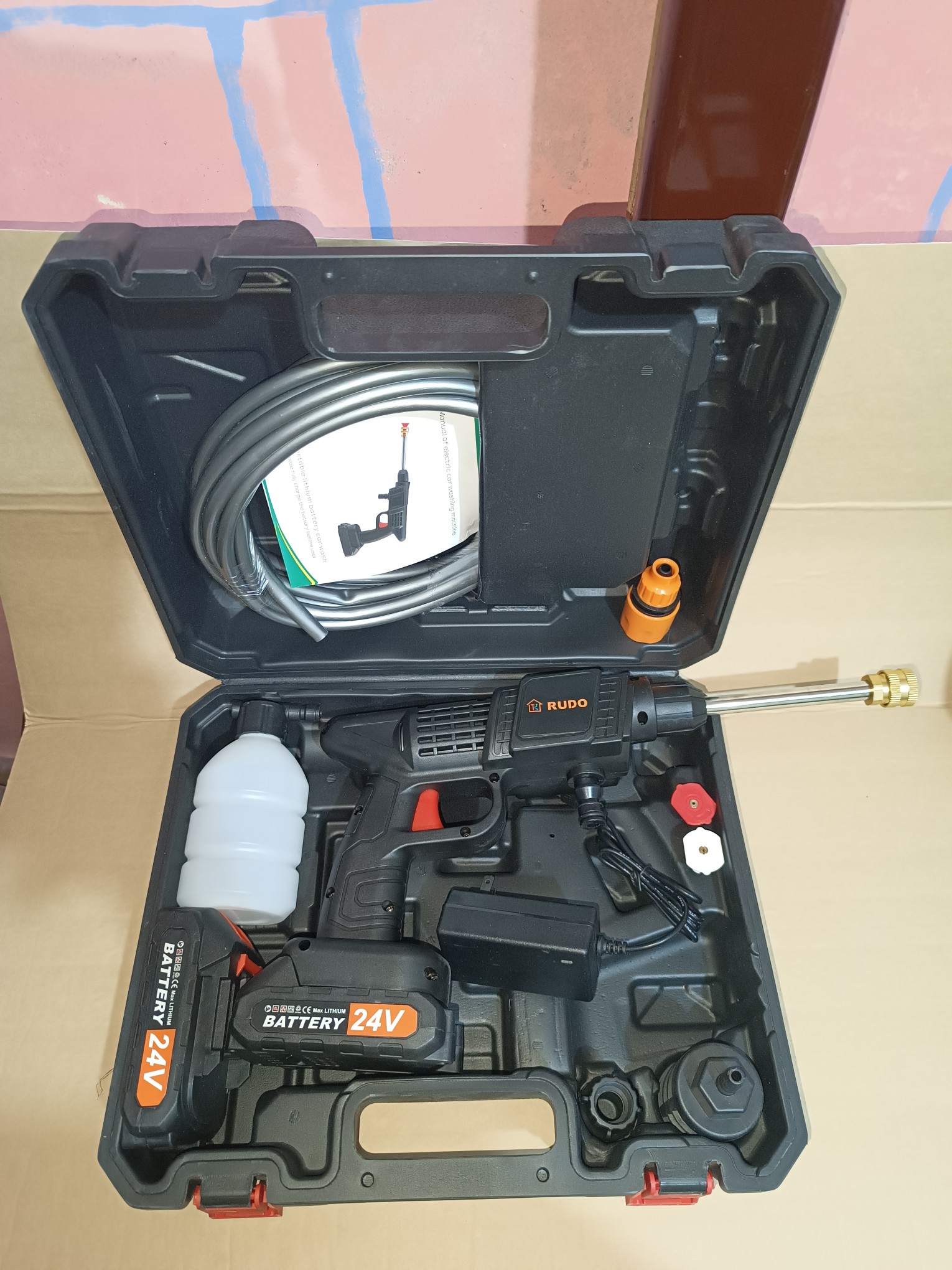 herramientas, jardines y exterior - Hidrolavadora Inalámbrico portátil 2 baterías 24v