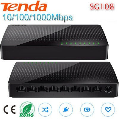 computadoras y laptops - SWITCH 8 PUERTOS Gigabit  TENDA SG108, NO ADMINISTRABLE, 10/100/1000, 10BASE-T