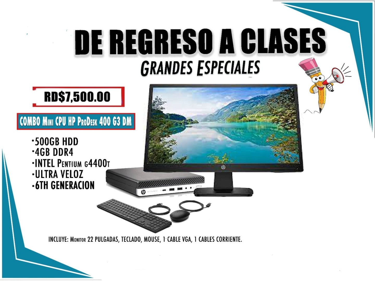 computadoras y laptops - COMBO MINI CPU HP ProDesk 400 G3 DM