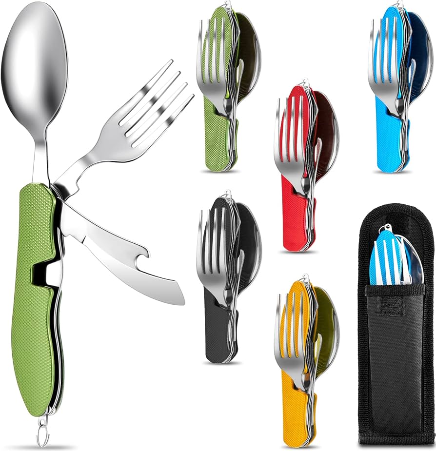 cocina - Utensilios plegables para acampar cubiertos 4 en 1