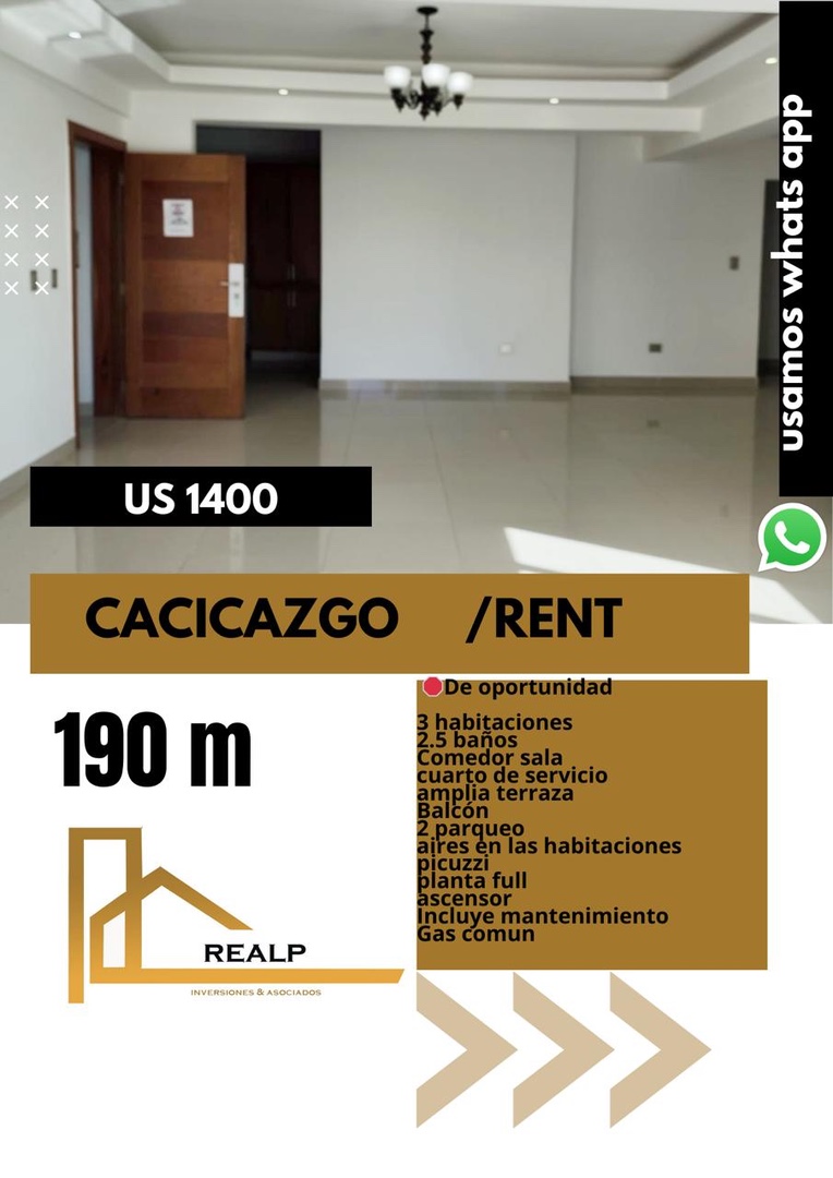 apartamentos - Apartamento en cacicazgos 3 hab 