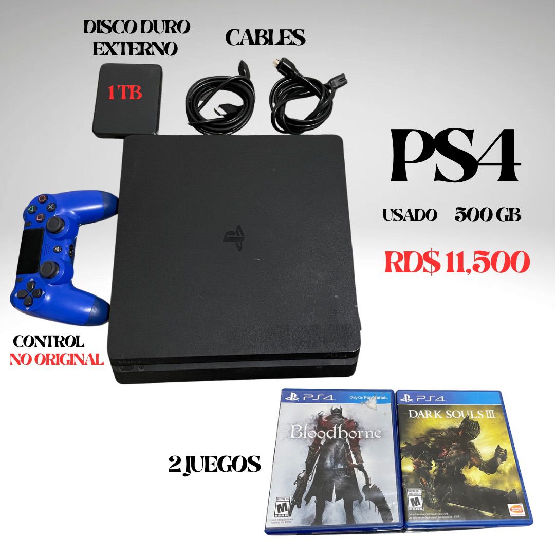 consolas y videojuegos - Vendo o cambio ps4 Slim con disco externo de 1 tera.