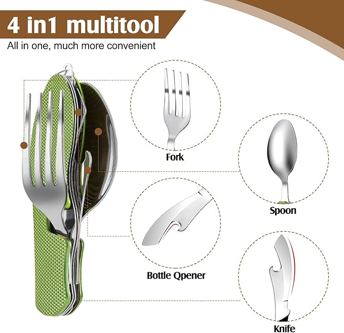 cocina - Utensilios plegables para acampar cubiertos 4 en 1 1