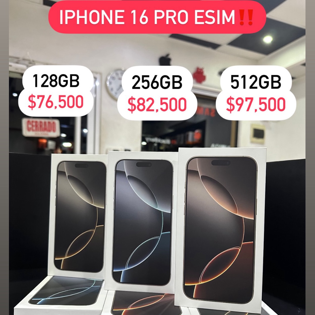 computadoras y laptops - IPHONE 16 PRO ESIM 128GB  256GB • 512GB SELLADOS‼️🔥