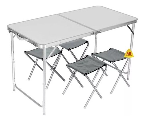 herramientas, jardines y exterior - Mesa Plegable + 4 Sillas portatil viajera playa camping de aluminio 120 x 60 10