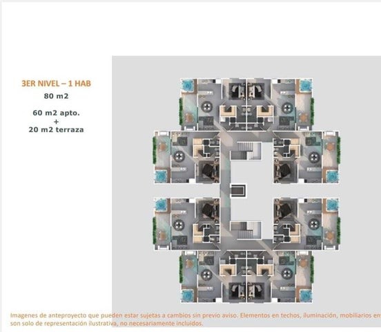 apartamentos - Proyecto en venta Punta Cana #23-181 un dormitorio, piscina, jacuzzi, ascensor. 8