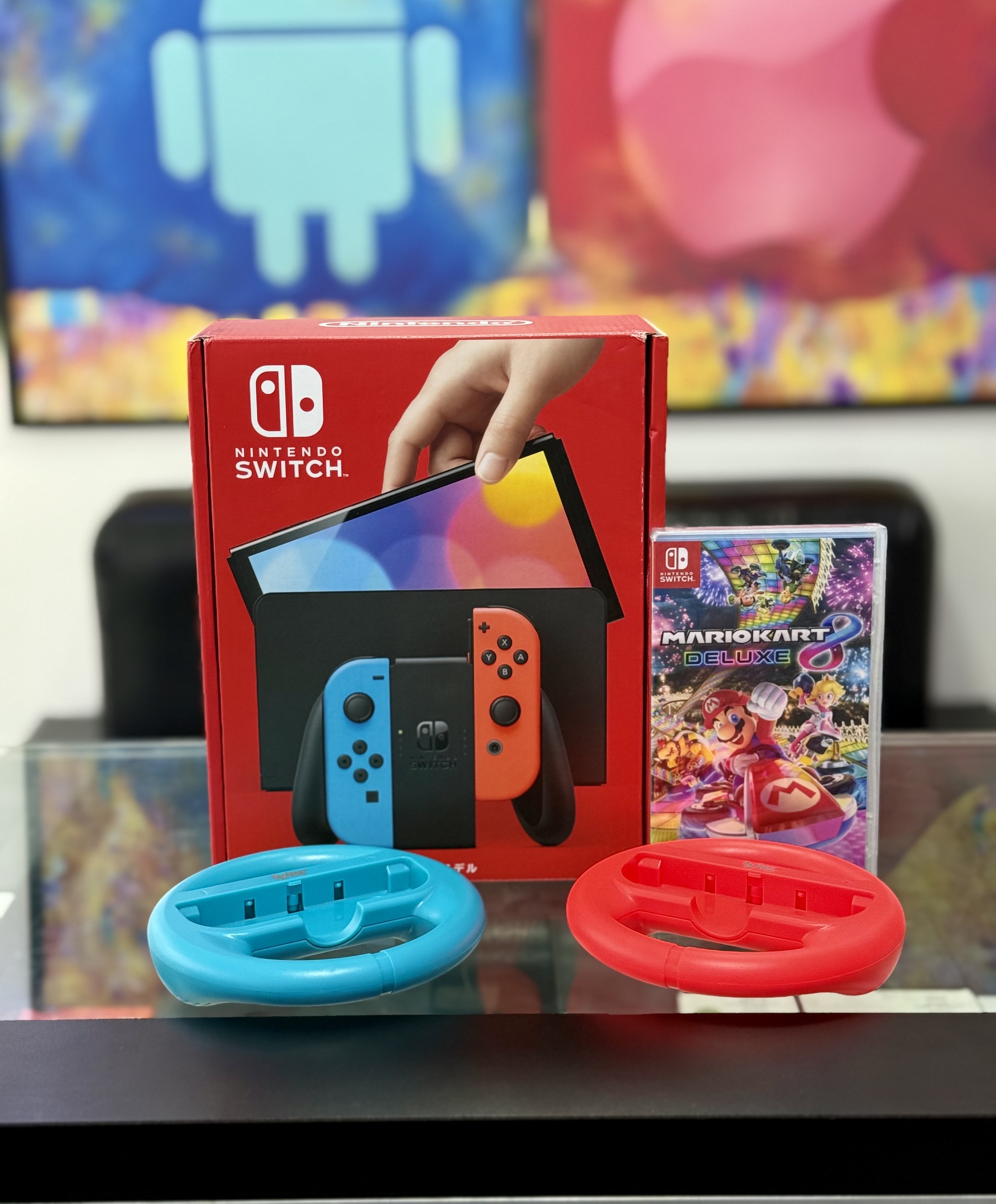 consolas y videojuegos - Nintendo Switch Oled + Juego Mario Kart + Controles 0