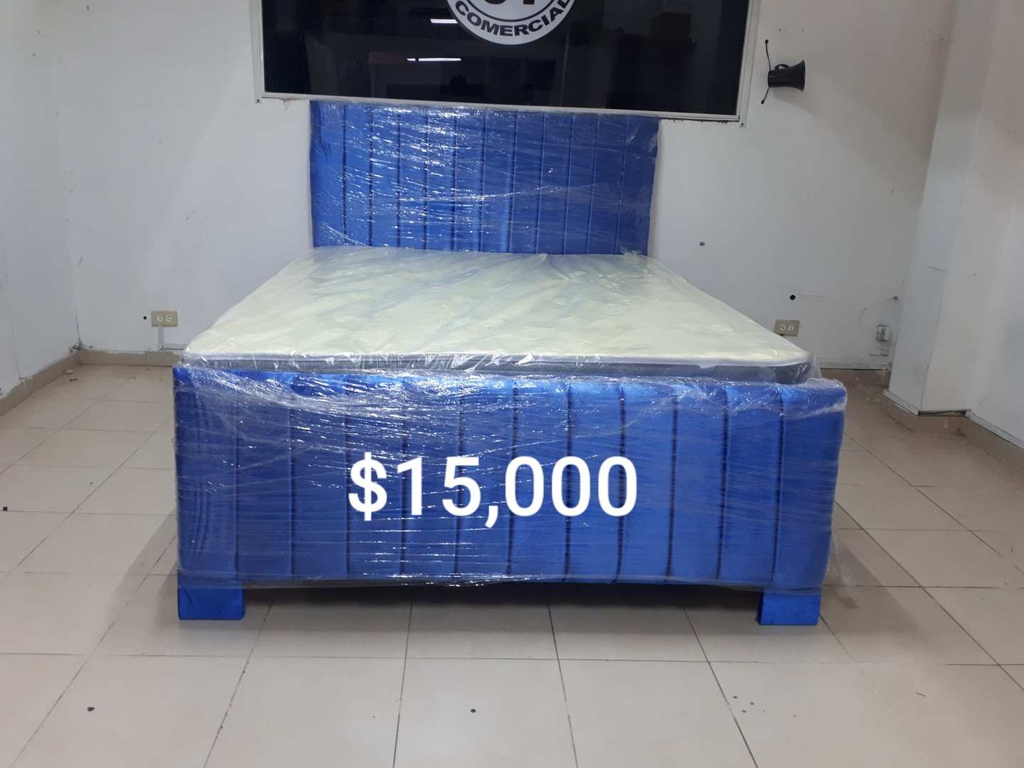 muebles y colchones - Cama color Azul con Colchon Incluido
