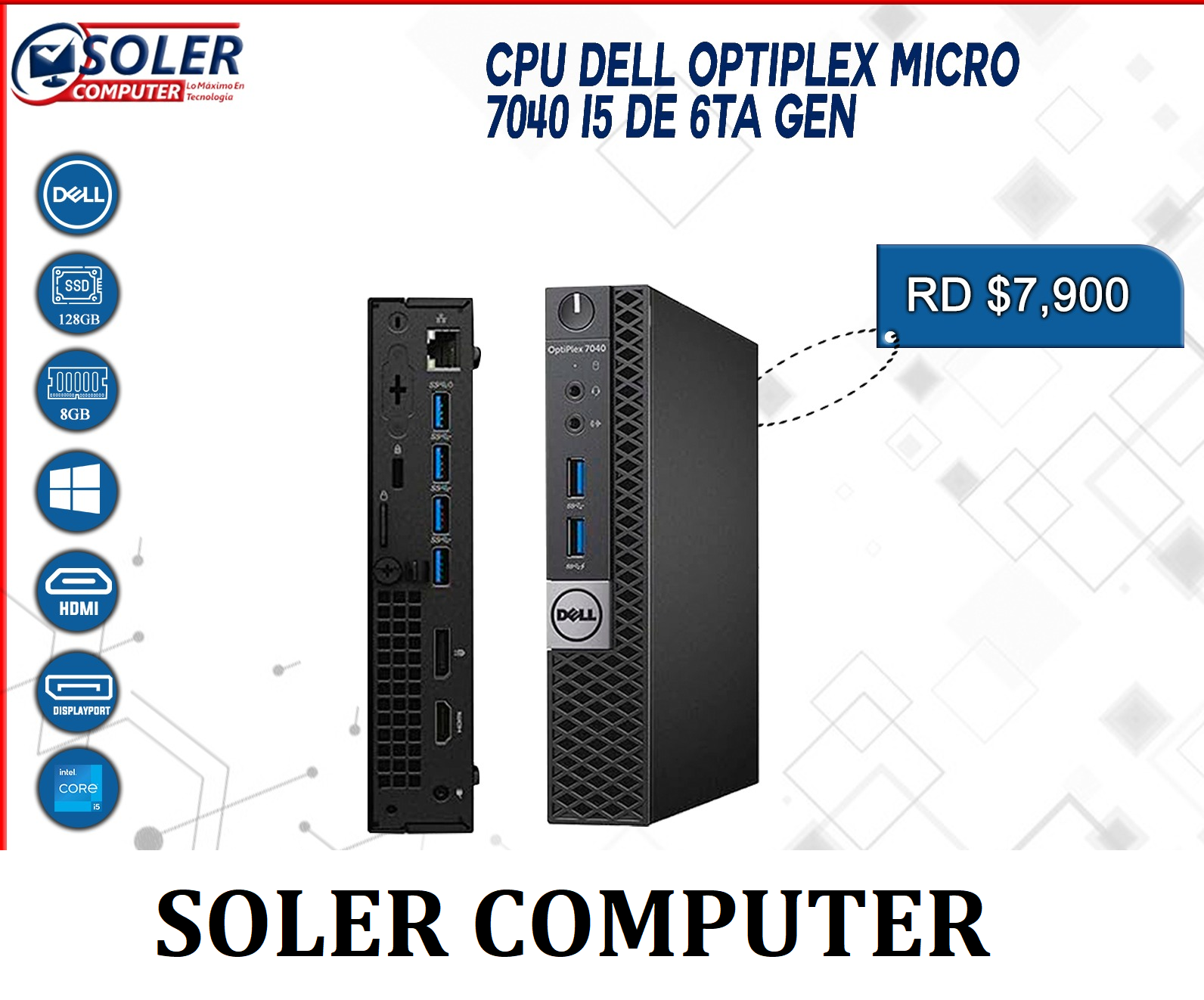 computadoras y laptops - CPU Dell Optiplex 7040 Procesador Intel Core i5