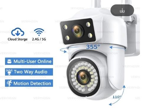 camaras y audio - Camara de Seguridad Doble Lente PTZ Wifi 4MP Con Giro 360