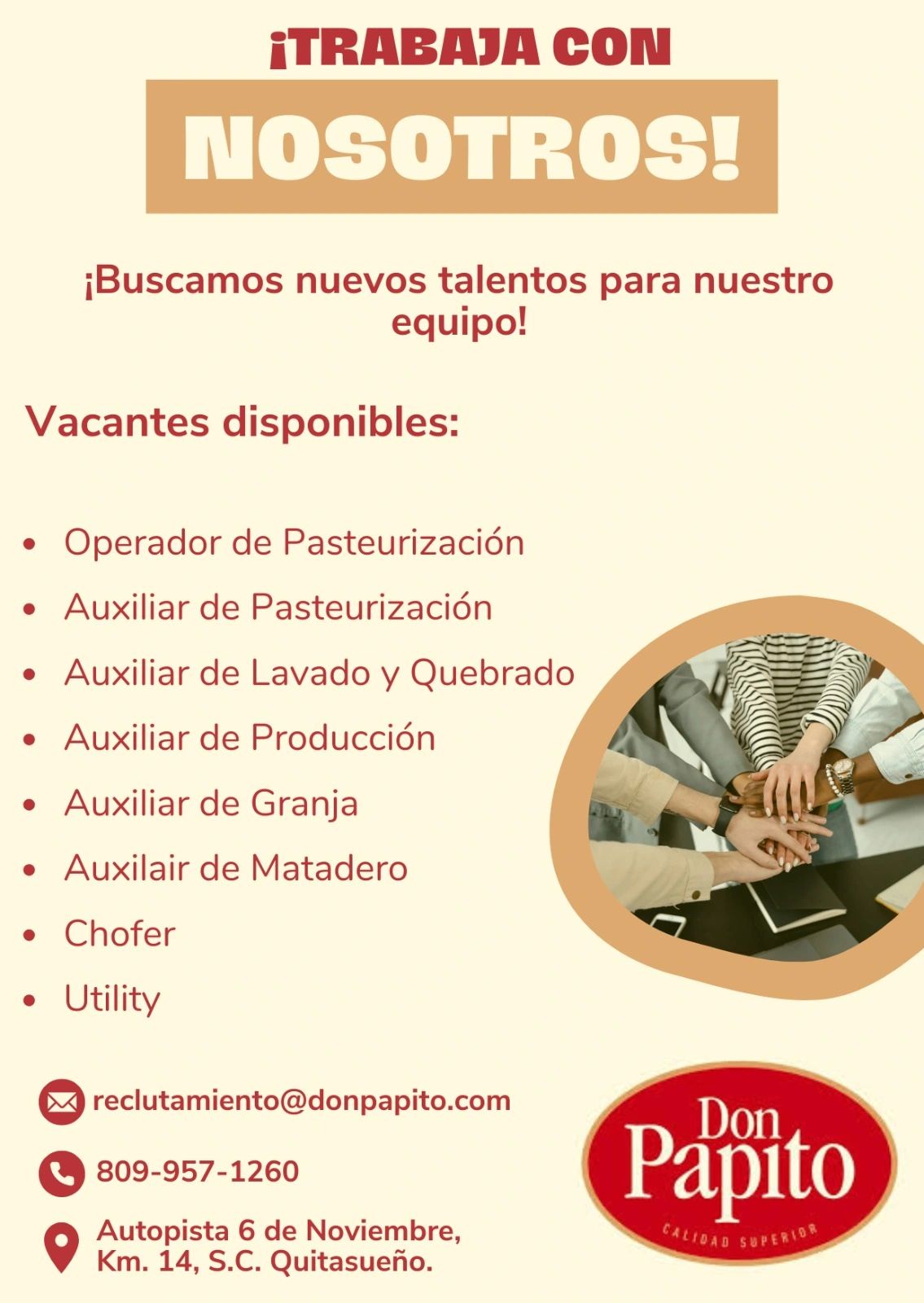 empleos disponibles - Varias Vacantes en Don Papito