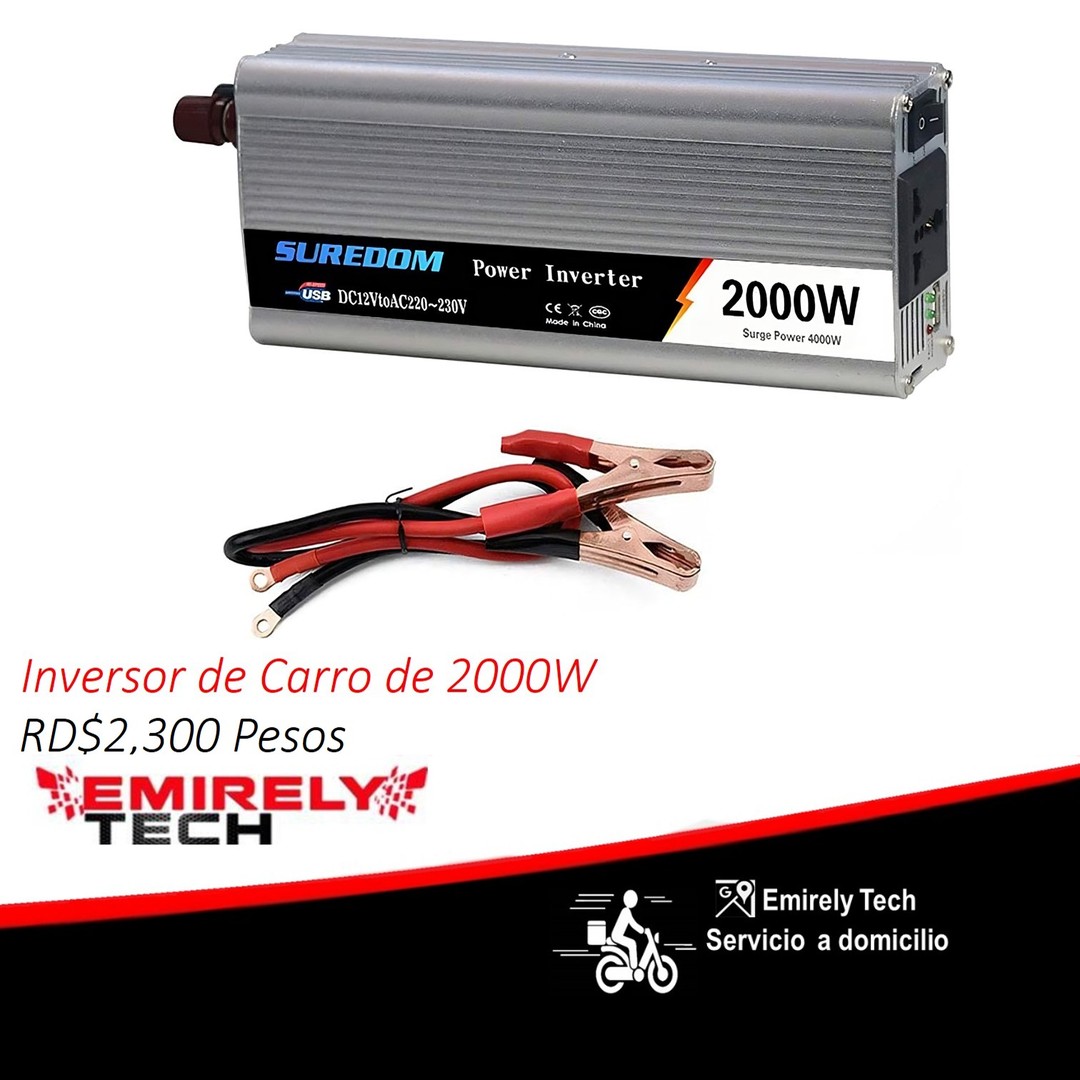 plantas e inversores - Inversor de corriente portátil cargador de carro power inverter 2000W  110V