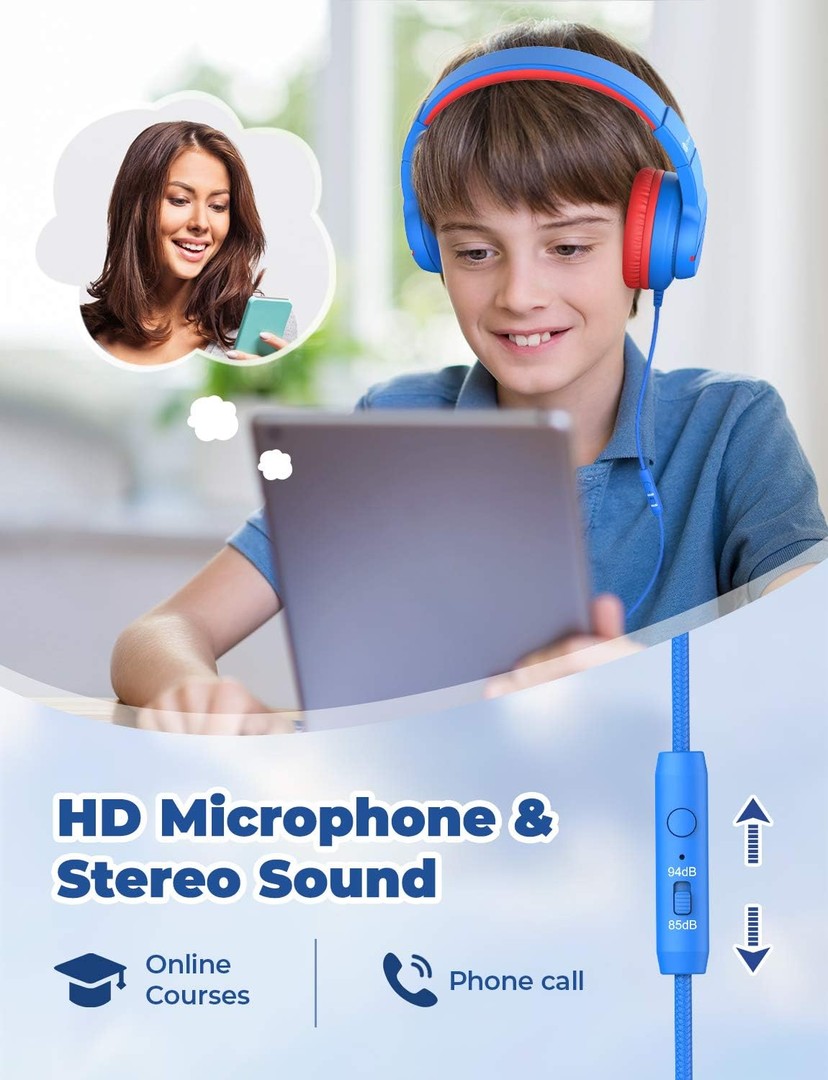 camaras y audio - iClever Auriculares para niños, volumen seguro 85/94 dB, sonido estéreo con mic 1