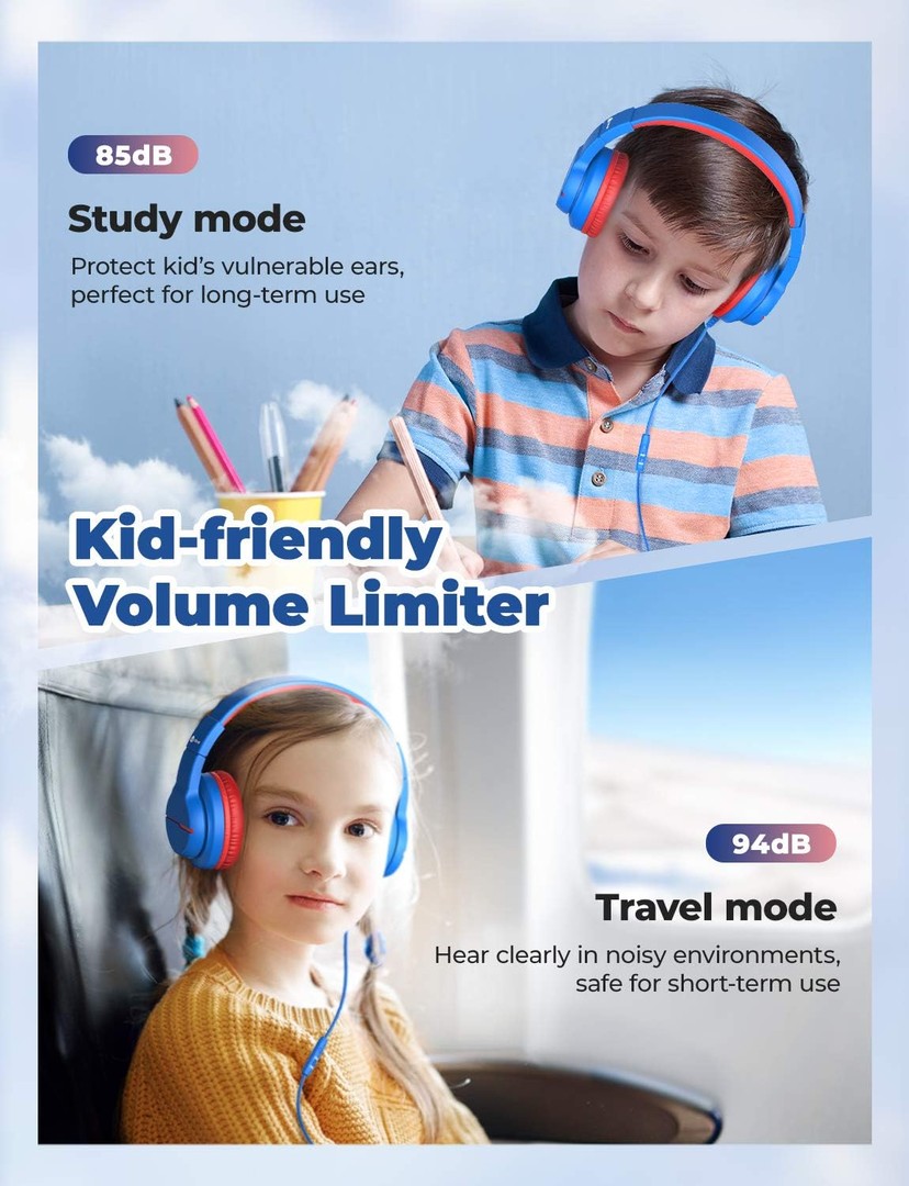 camaras y audio - iClever Auriculares para niños, volumen seguro 85/94 dB, sonido estéreo con mic 3