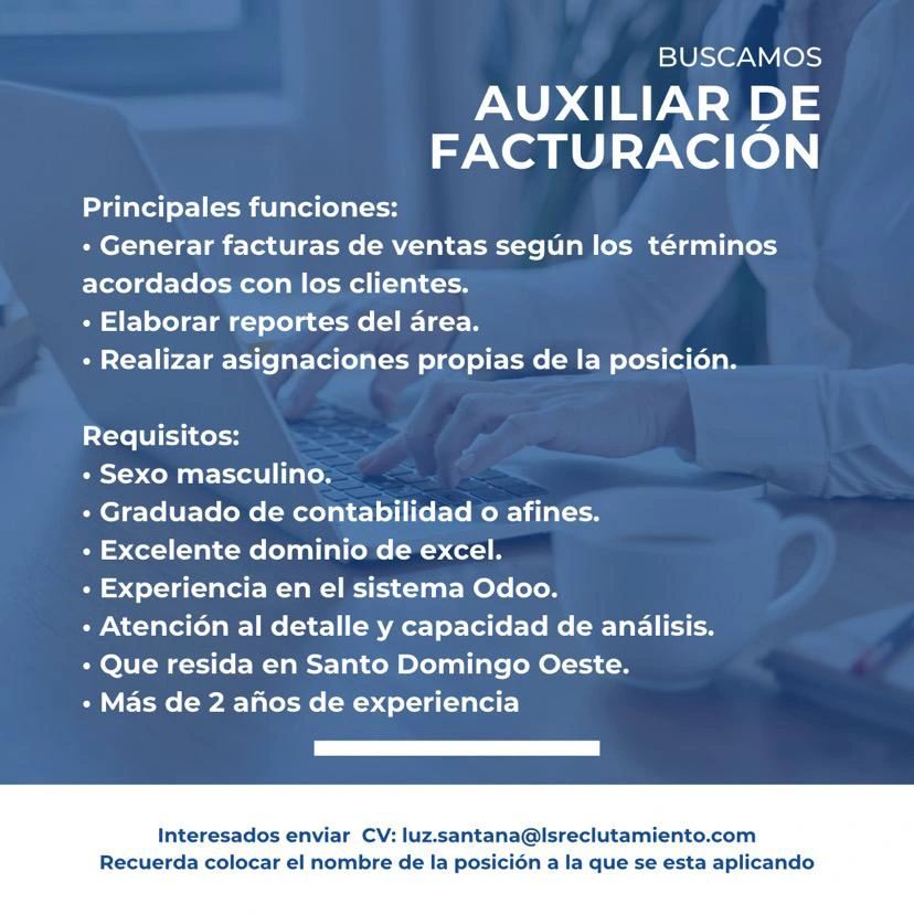 empleos disponibles - Auxiliar de Facturacion