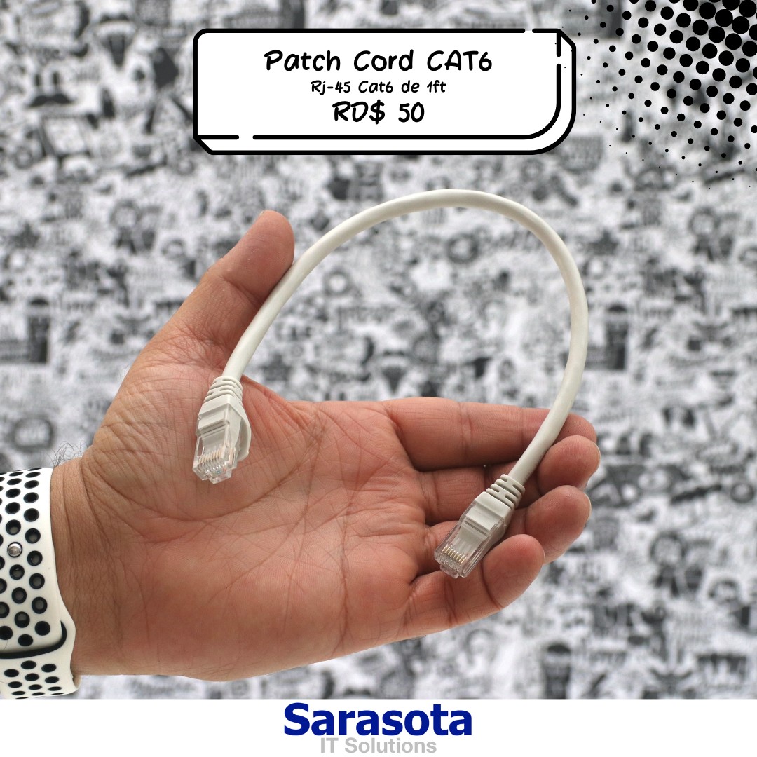 accesorios para electronica - Patch Cord RJ45 CAT6 de 1 pie (Somos Sarasota) 0