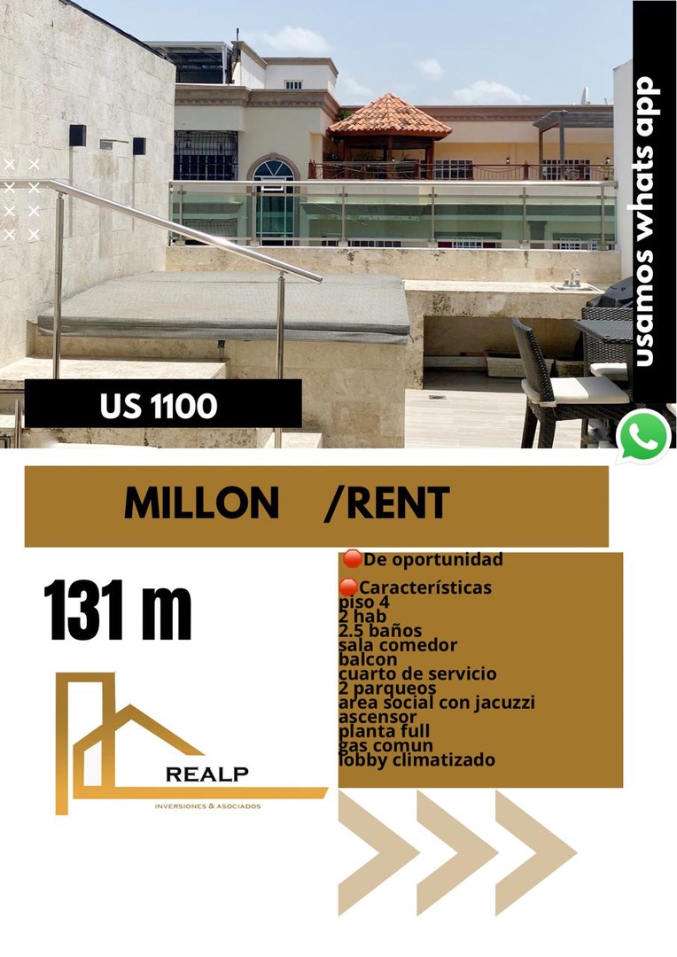 apartamentos - Apto millón 2 hab