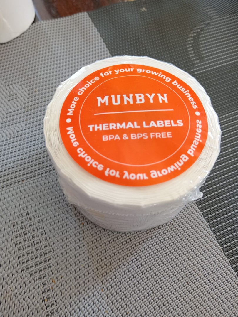 articulos de oficina - Munbyn Etiquetas térmicas adhesivas blancas redondas de 2 pulgadas.  1