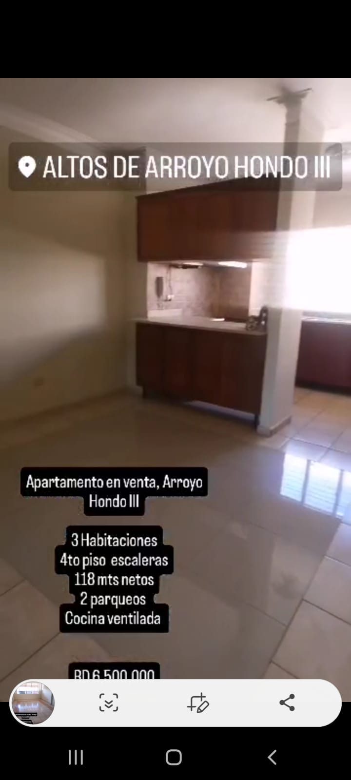 apartamentos - VENDO COMODO APARTAMENTO EN ALTOS DE ARROYO HONDO  3