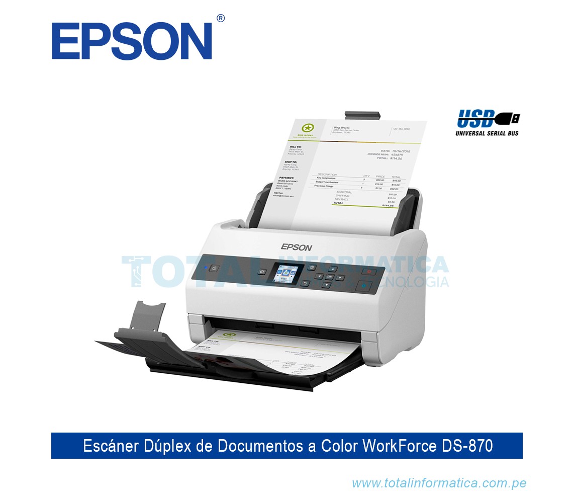 impresoras y scanners - Scanner Epson WorkFace DS-870 Duplex Portatil USB 4