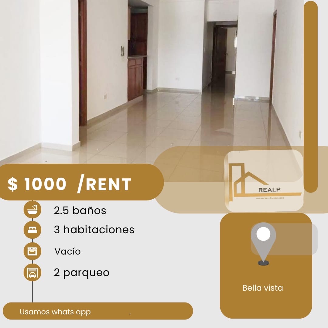 apartamentos - hermoso apartamento en una zona céntrica en bella vista 