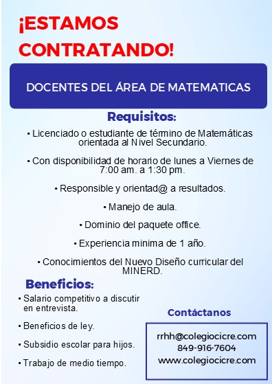 empleos disponibles - Docente Matemáticas 