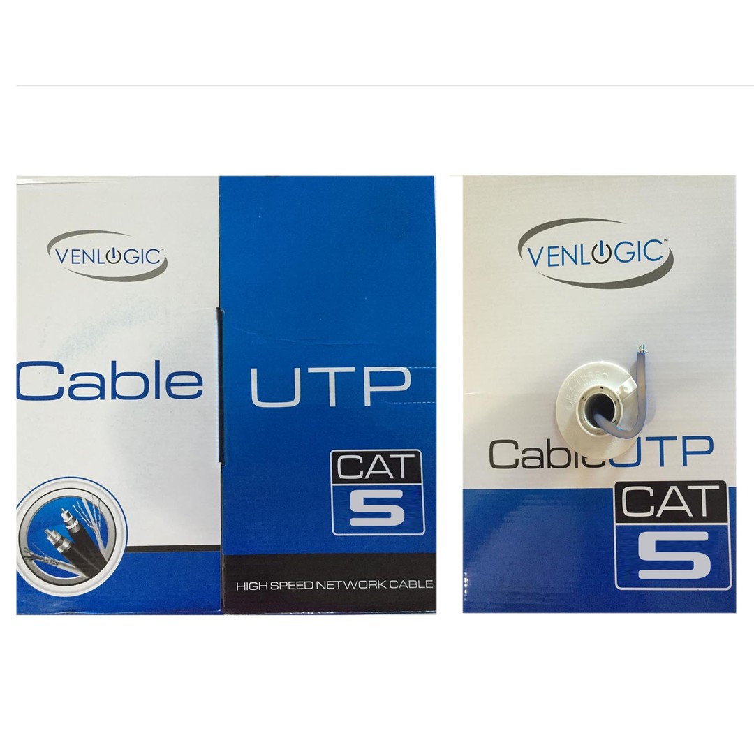 accesorios para electronica - Caja Cable De Red Venlogic Cat 5 1000 Pies, CCA Color Gris 1