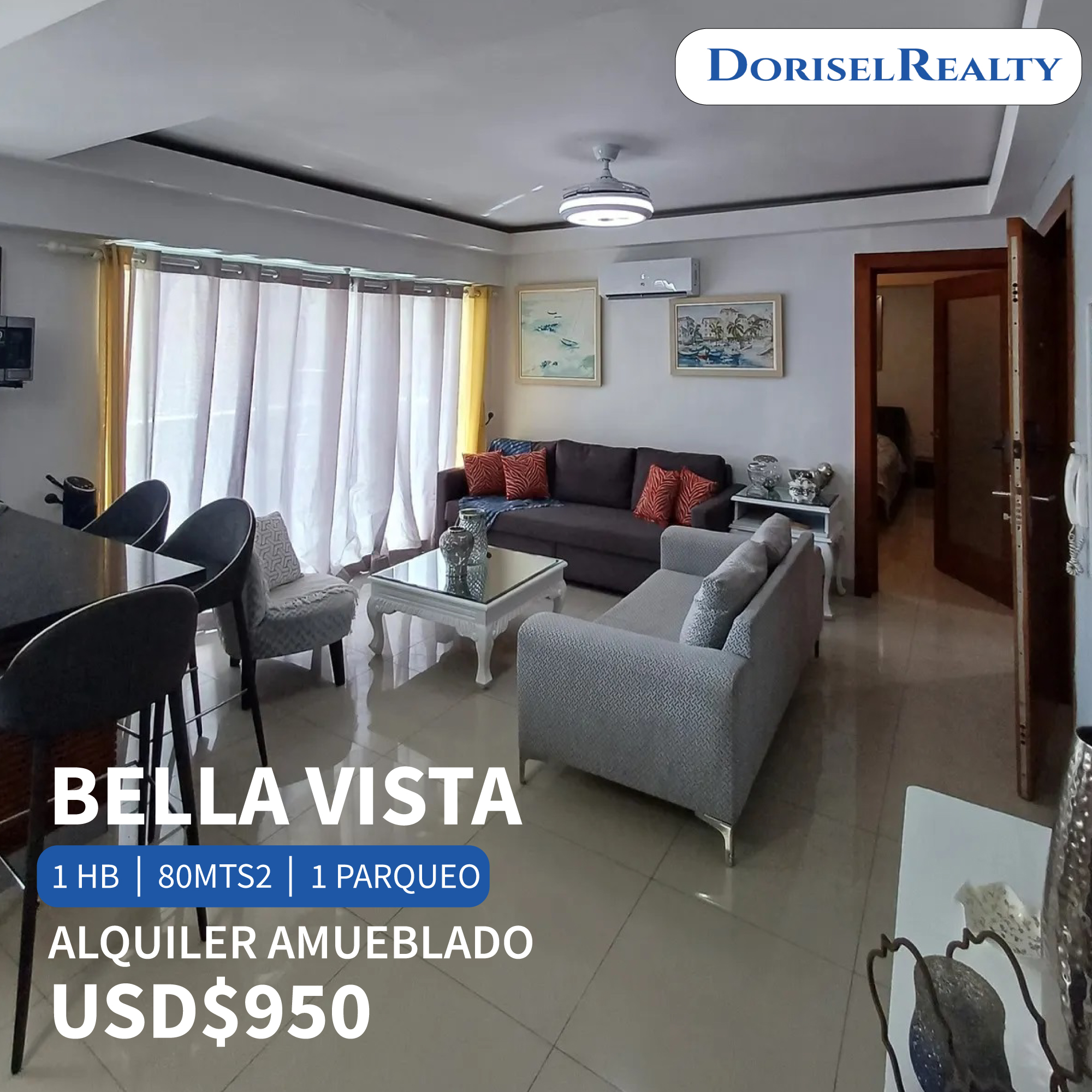 apartamentos - ALQUILER DE APARTAMENTO AMUEBLADO EN BELLA VISTA