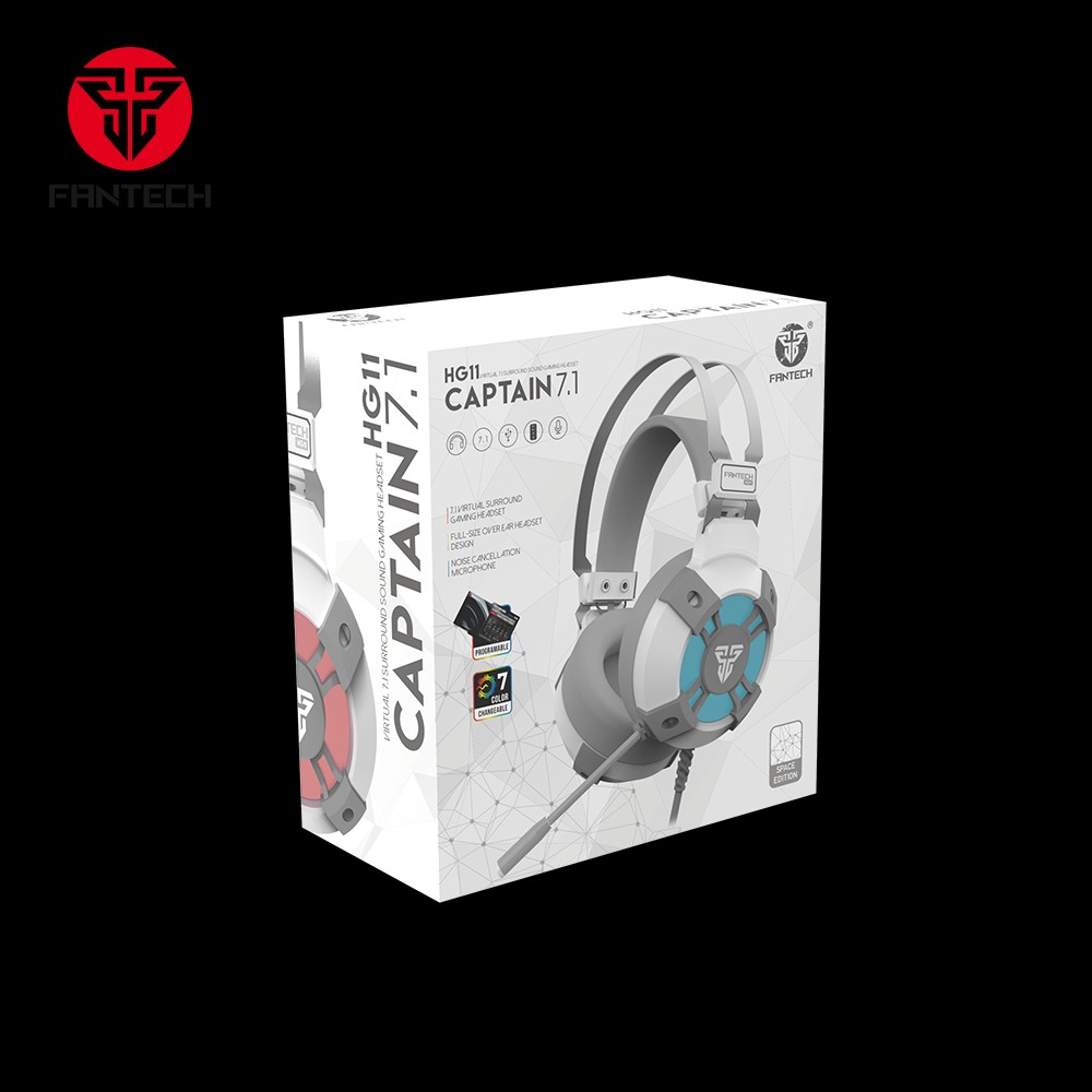 computadoras y laptops - Headset Fantech 7.1 (HG11 Captain) Blanco Con Micrófono Gaming Programable 1