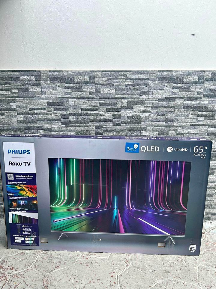 tv - SMART TV PHILIPS 65 PULGADAS QLED 4K ROKU NUEVA  0