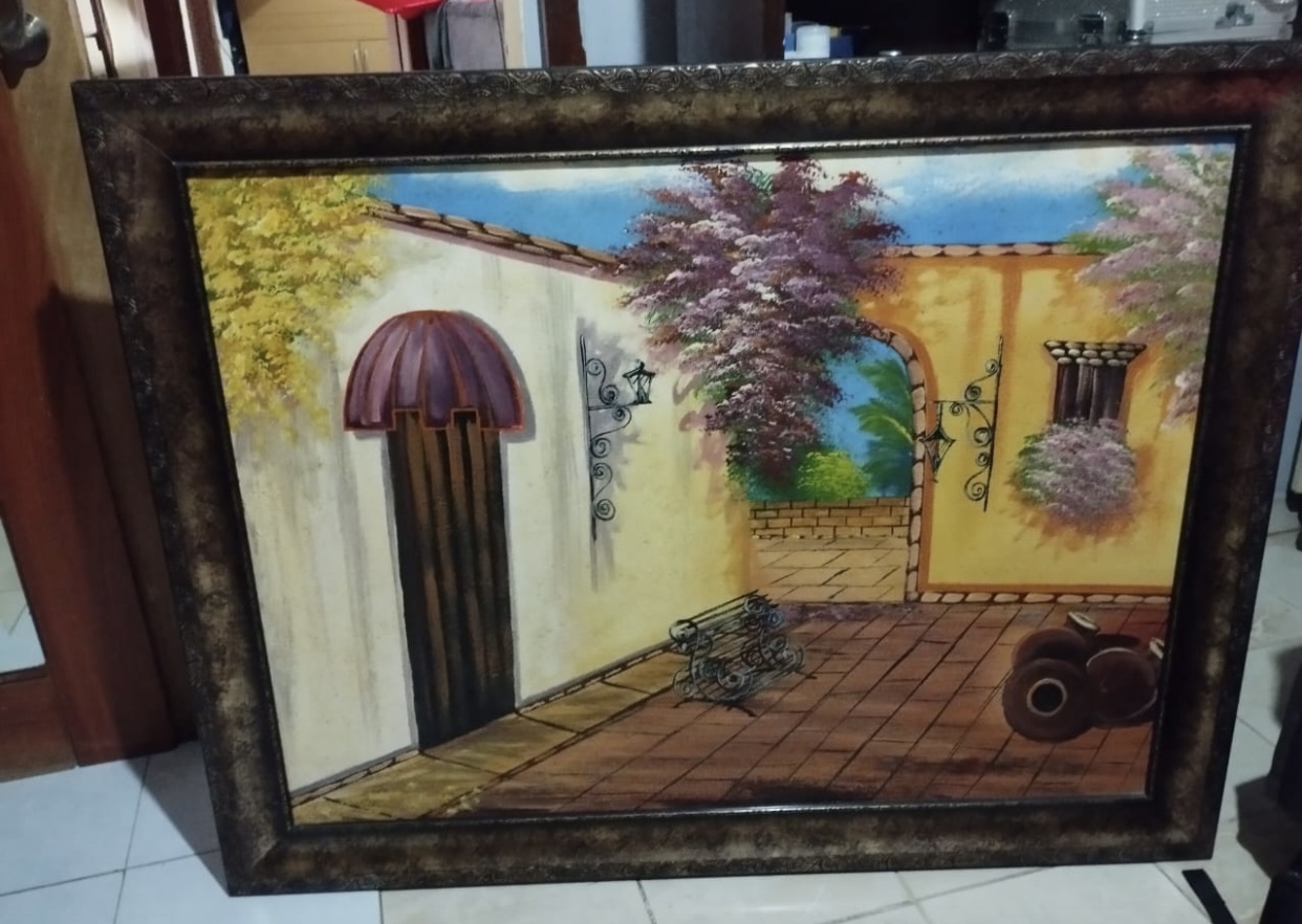 arte y antigüedades - Cuadro de Paisaje Colonial Decorativo 