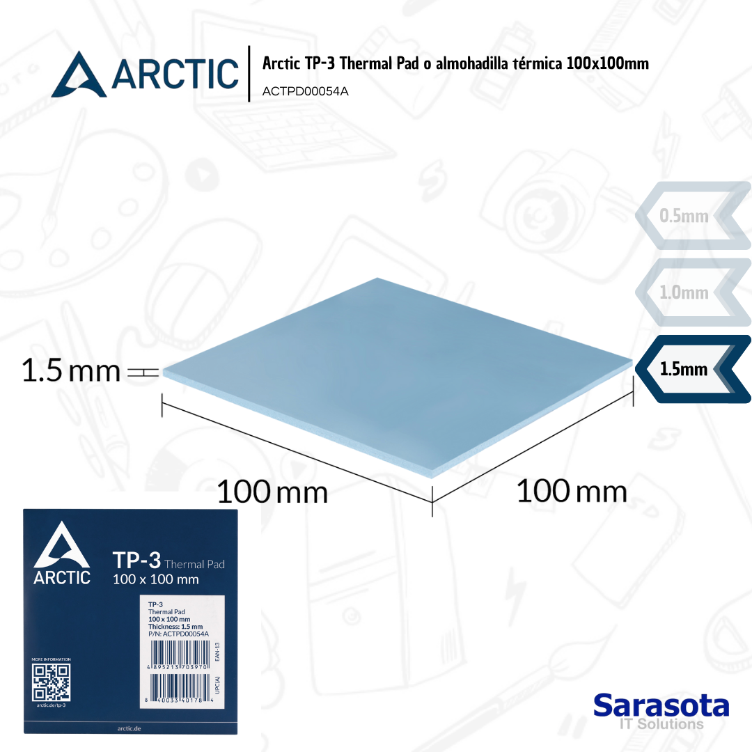 accesorios para electronica - Arctic Thermal Pad TP-3 Almohadilla térmica 1.5mm 0