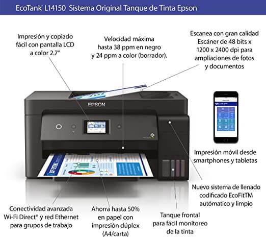 impresoras y scanners - MULTIFUNCIONAL EPSON IMPRESION 11X17 PULGADAS CON BOTELLA DE TINTA DE FABRICA 2