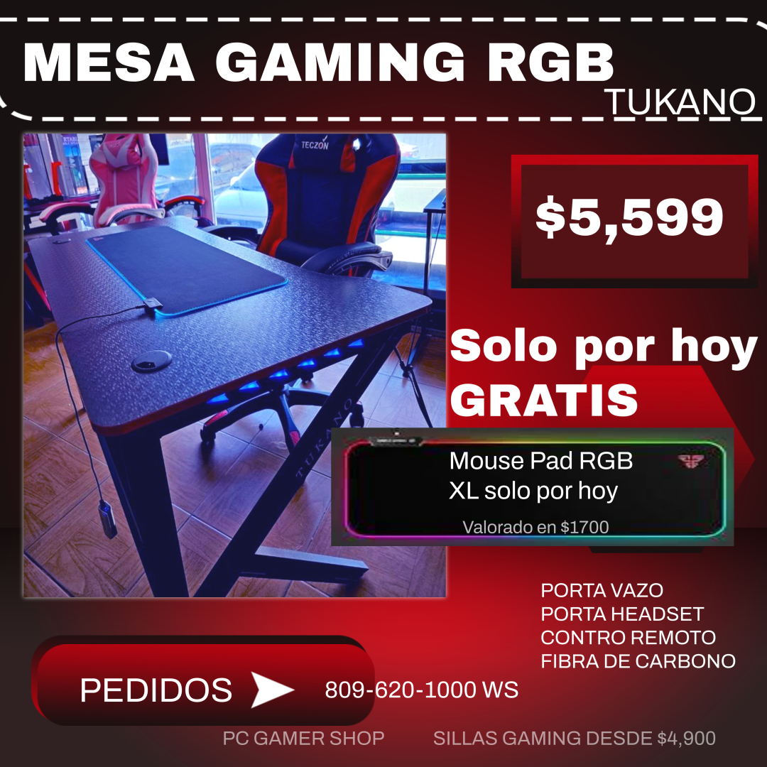 muebles y colchones - MESA GAMER TUKANO RGB CON LUCES