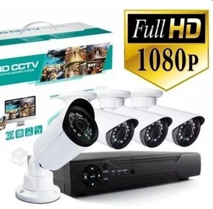 camaras y audio - 4CH Kit de Camaras de Seguridad 1080P HD 