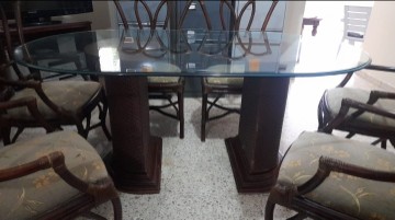 muebles y colchones - JUEGO DE COMEDOR DE 6 SILLAS EN RATTAN  2