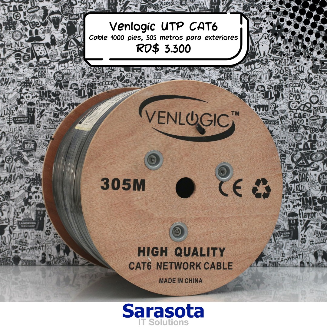 accesorios para electronica - Venlogic Cable UTP CAT6 de 1000 pies para exteriores