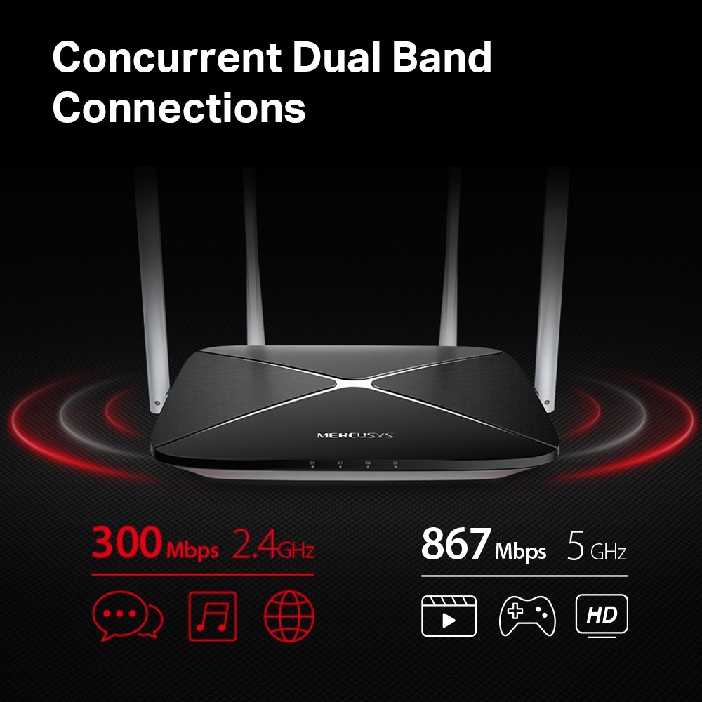 computadoras y laptops - ROUTER MERCUSYS AC12 AC1200, 4 ANTENAS 5GHZ, 867Mbps