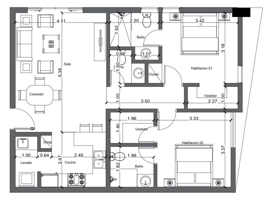 apartamentos - Apartamento en venta dentro de hermoso proyecto con áreas comunales 2 hab